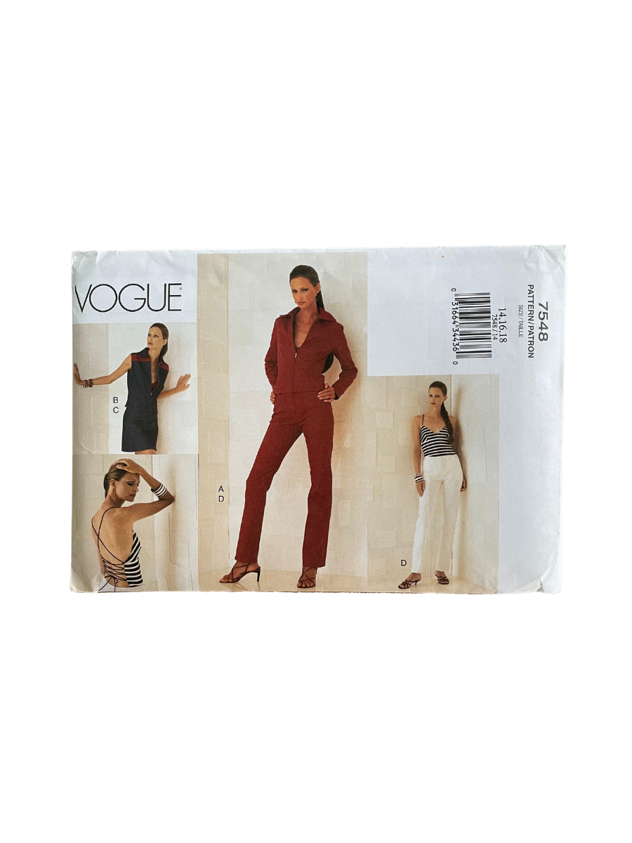 Vogue 7548 Womens Size 14-18 Jacket Waistcoat Top Trousers FF