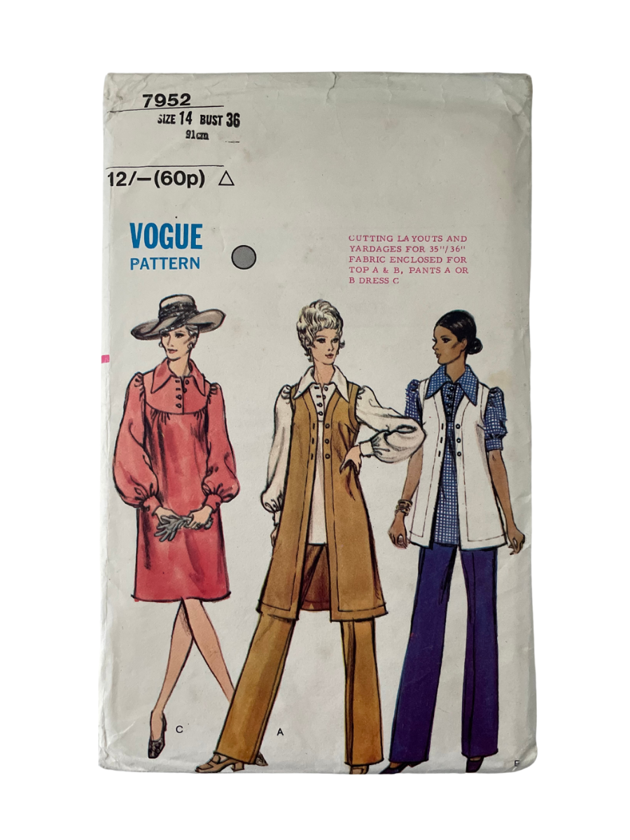 Vogue 7952 Womens Size 14 Dress Blouse Trousers Vest  FF