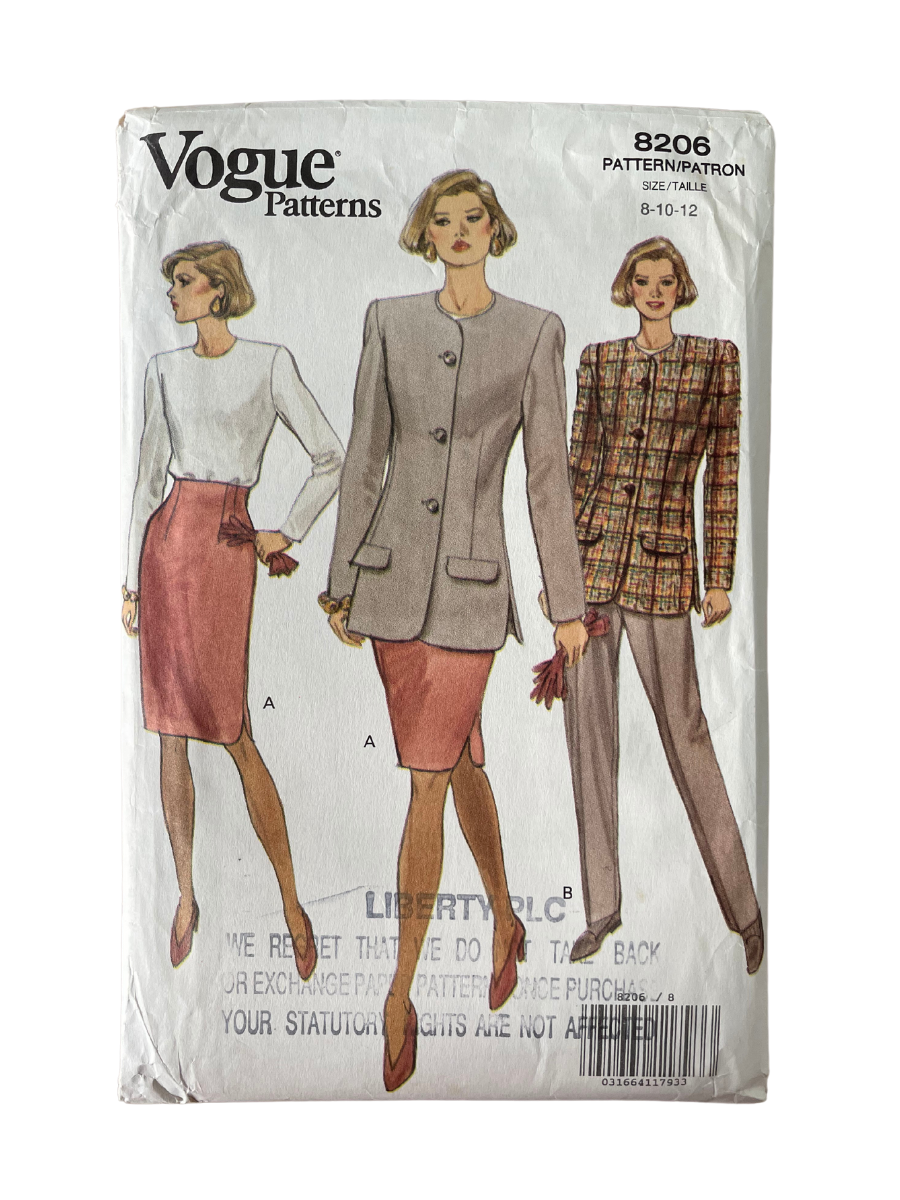 Vogue 8206 Womens Size 8-12 Top Jacket Skirt Trousers FF